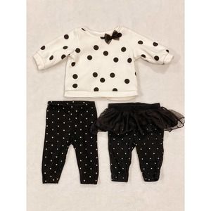 Carter's White Sweater with 2 Matching Leggings 0-3 Months